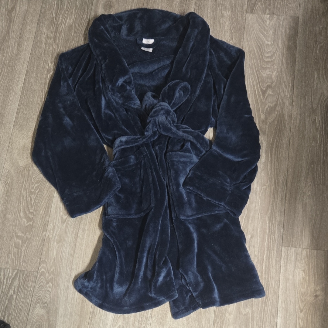 Martha Stewart Collection Plush Robe In Deep Blue Martha Stewart Collection Plush Robe In Deep Blue